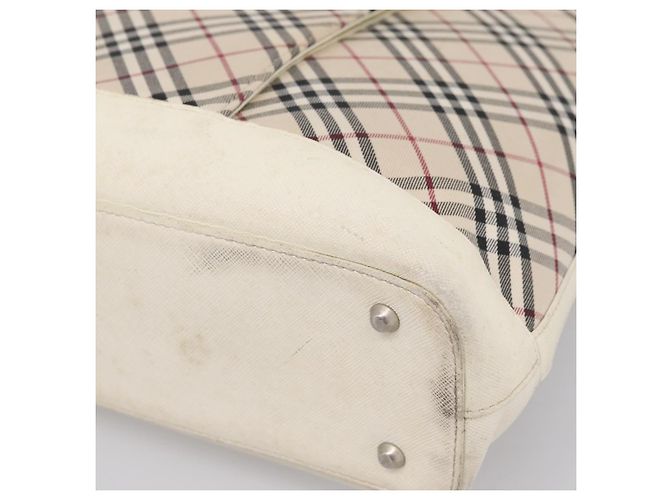 Borsa Tote BURBERRY Nova Check Canvas Ivory Silver Auth 201961 Argento Crudo - vista 9