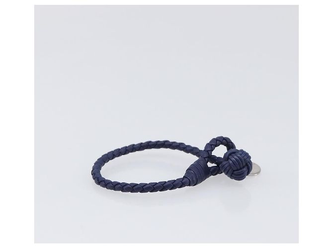 Bracciale BOTTEGA VENETA INTRECCIATO in pelle Navy Argento Auth BA15456V Blu navy - vista 5