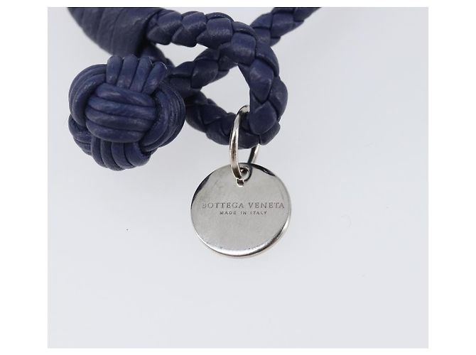 Bracciale BOTTEGA VENETA INTRECCIATO in pelle Navy Argento Auth BA15456V Blu navy - vista 6
