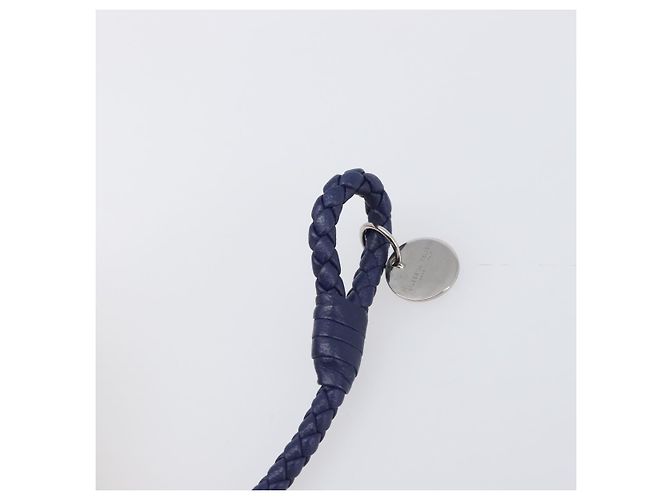 Bracciale BOTTEGA VENETA INTRECCIATO in pelle Navy Argento Auth BA15456V Blu navy - vista 8