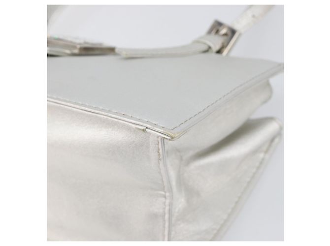 Borsa a mano FENDI Mamma Baguette in pelle argento Auth 199212SAV - vista 9