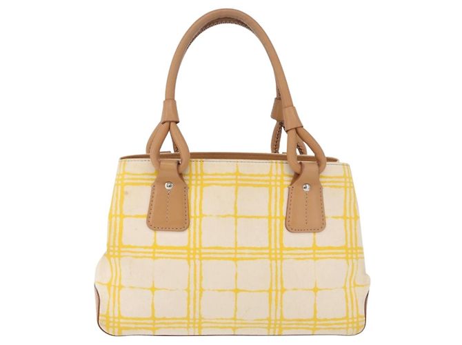 Borsa a mano BURBERRY Canvas Yellow Beige Auth 202250A Giallo - vista 13