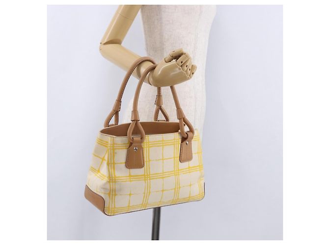 Borsa a mano BURBERRY Canvas Yellow Beige Auth 202250A Giallo - vista 28