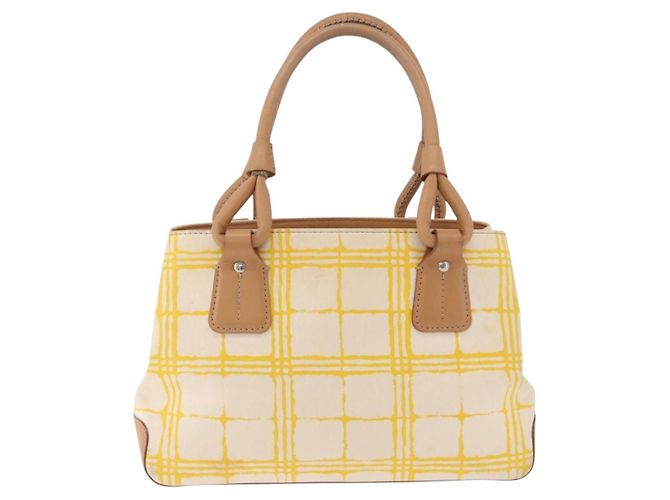 Borsa a mano BURBERRY Canvas Yellow Beige Auth 202250A Giallo - vista 3