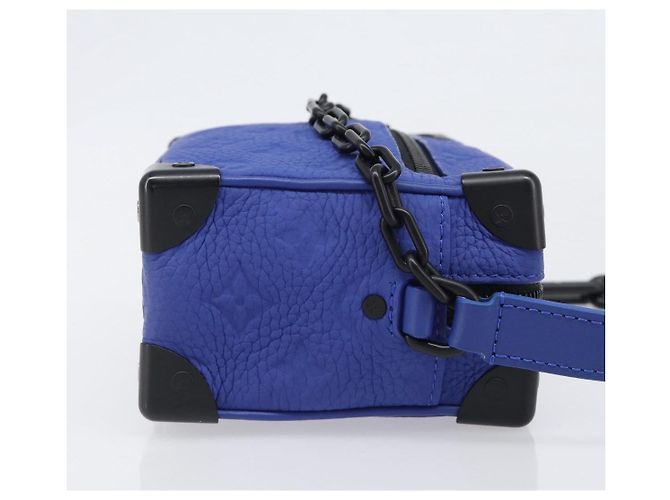 LOUIS VUITTON Monogram Taurillon Clemence Mini Soft Trunk M82558 Auth 198603SAM Blu - vista 3