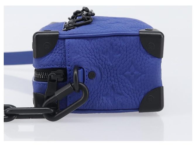 LOUIS VUITTON Monogram Taurillon Clemence Mini Soft Trunk M82558 Auth 198603SAM Blu - vista 4