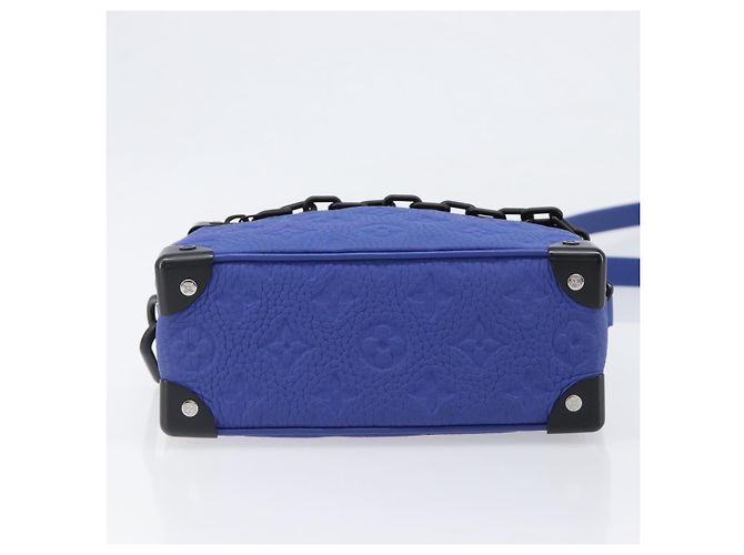 LOUIS VUITTON Monogram Taurillon Clemence Mini Soft Trunk M82558 Auth 198603SAM Blu - vista 5