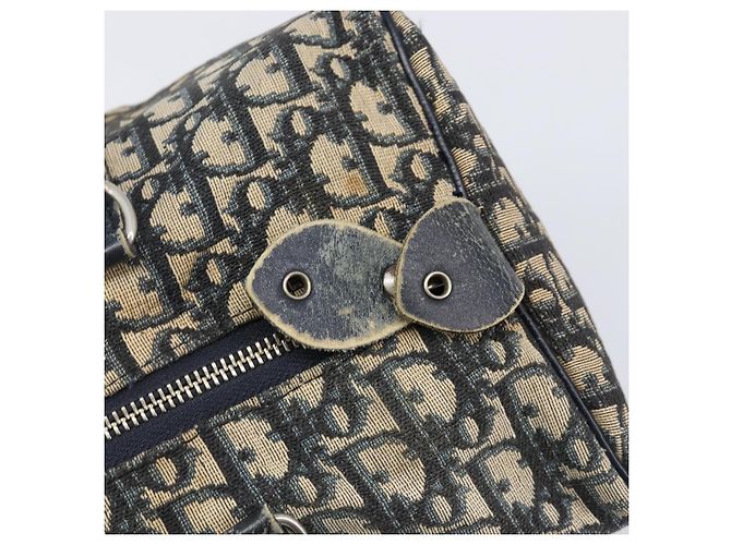 Borsa Boston Christian Dior Trotter Canvas Navy Silver Auth 199424 Argento Blu navy - vista 15