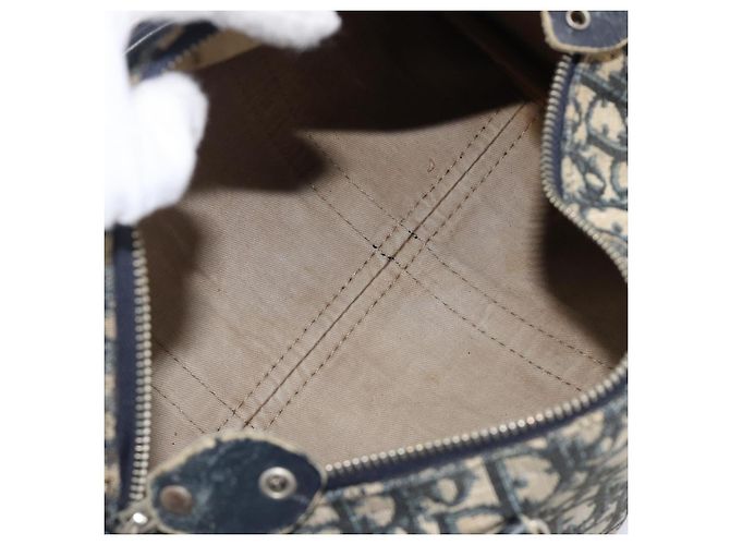 Borsa Boston Christian Dior Trotter Canvas Navy Silver Auth 199424 Argento Blu navy - vista 16