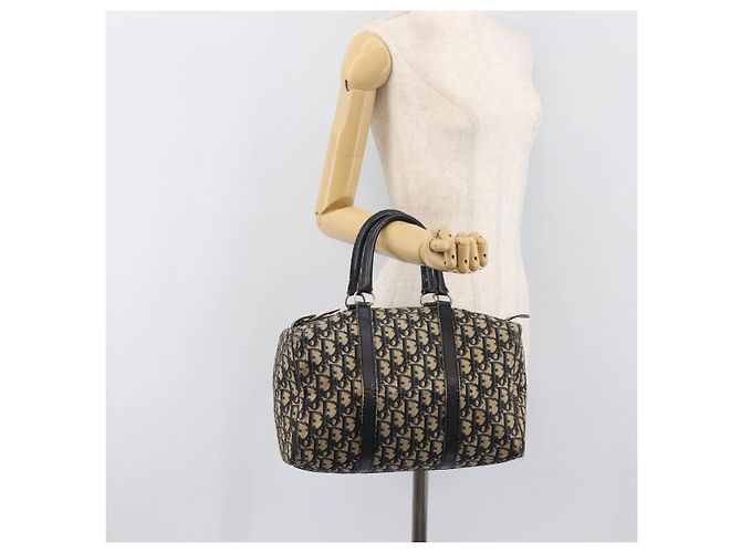 Borsa Boston Christian Dior Trotter Canvas Navy Silver Auth 199424 Argento Blu navy - vista 19