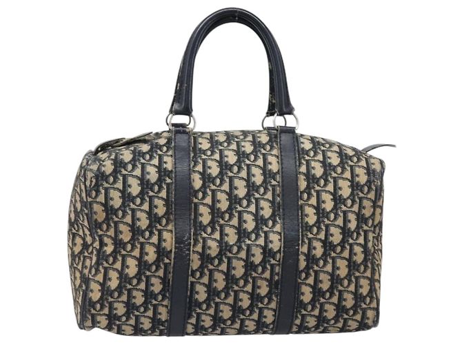 Borsa Boston Christian Dior Trotter Canvas Navy Silver Auth 199424 Argento Blu navy - vista 2