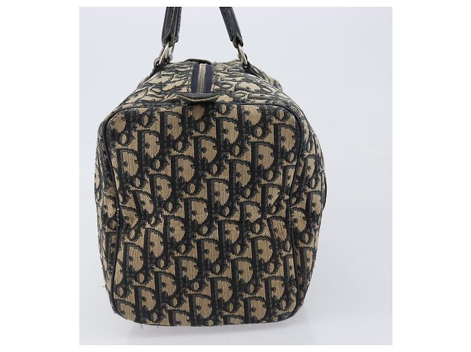 Borsa Boston Christian Dior Trotter Canvas Navy Silver Auth 199424 Argento Blu navy - vista 4