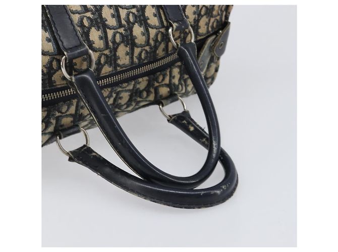 Borsa Boston Christian Dior Trotter Canvas Navy Silver Auth 199424 Argento Blu navy - vista 7