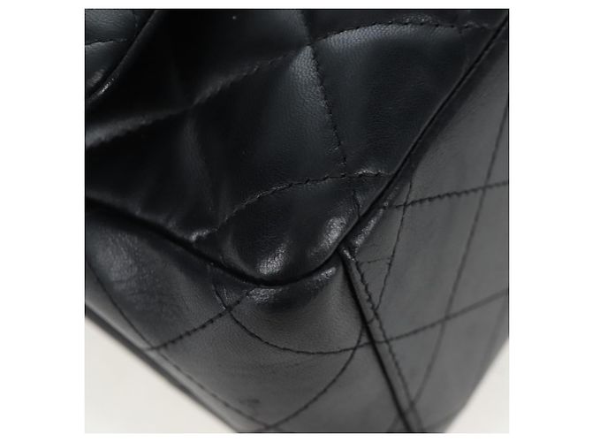 Borsa a tracolla con catena CHANEL Matelasse 34 Double Flap in pelle d'agnello Auth yk20879SAM Nero - vista 15