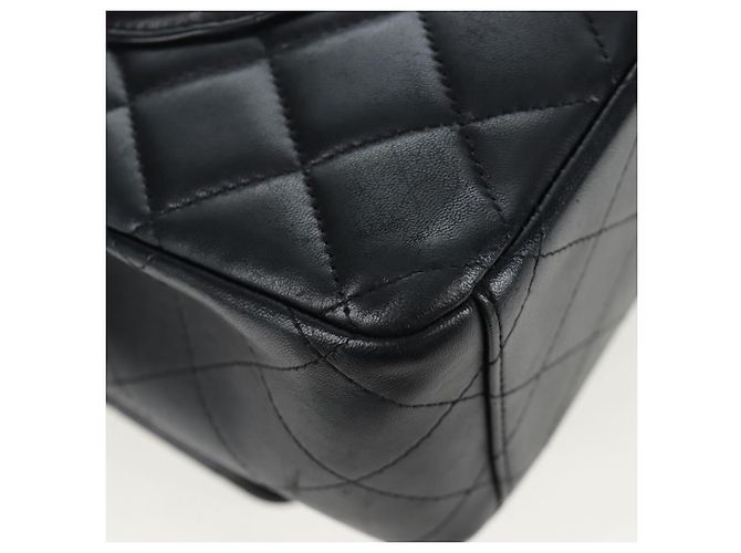 Borsa a tracolla con catena CHANEL Matelasse 34 Double Flap in pelle d'agnello Auth yk20879SAM Nero - vista 17