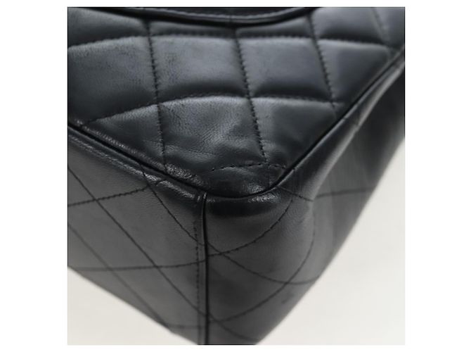 Borsa a tracolla con catena CHANEL Matelasse 34 Double Flap in pelle d'agnello Auth yk20879SAM Nero - vista 18