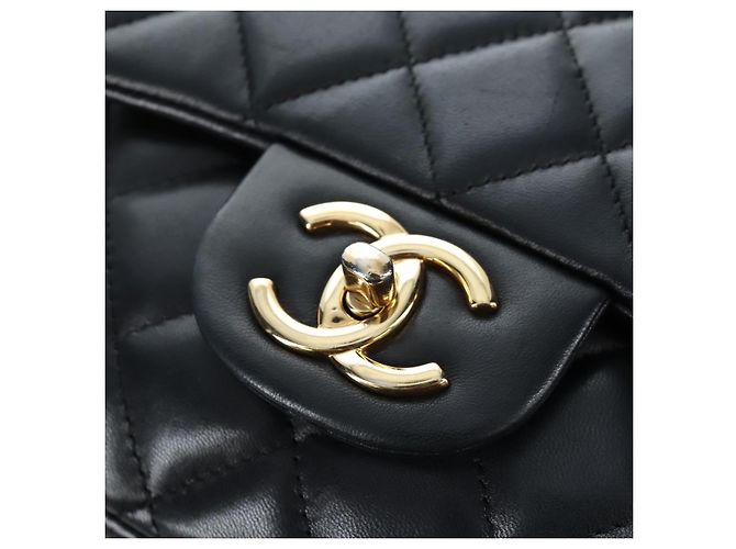 Borsa a tracolla con catena CHANEL Matelasse 34 Double Flap in pelle d'agnello Auth yk20879SAM Nero - vista 19