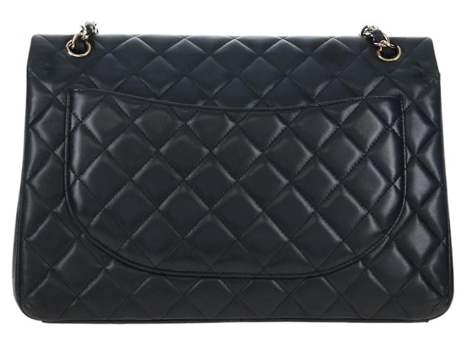 Borsa a tracolla con catena CHANEL Matelasse 34 Double Flap in pelle d'agnello Auth yk20879SAM Nero - vista 2