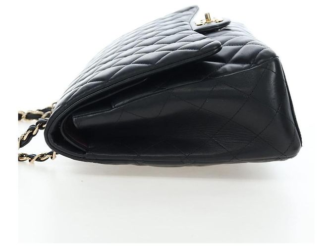 Borsa a tracolla con catena CHANEL Matelasse 34 Double Flap in pelle d'agnello Auth yk20879SAM Nero - vista 3