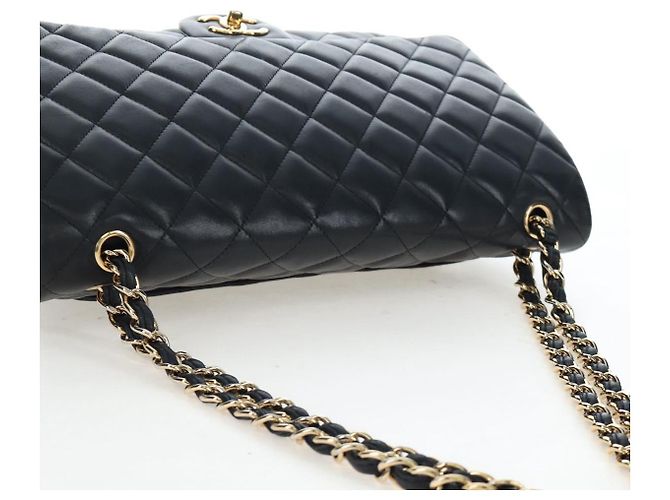 Borsa a tracolla con catena CHANEL Matelasse 34 Double Flap in pelle d'agnello Auth yk20879SAM Nero - vista 6