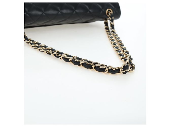 Borsa a tracolla con catena CHANEL Matelasse 34 Double Flap in pelle d'agnello Auth yk20879SAM Nero - vista 7