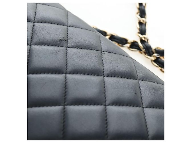 Borsa a tracolla con catena CHANEL Matelasse 34 Double Flap in pelle d'agnello Auth yk20879SAM Nero - vista 9