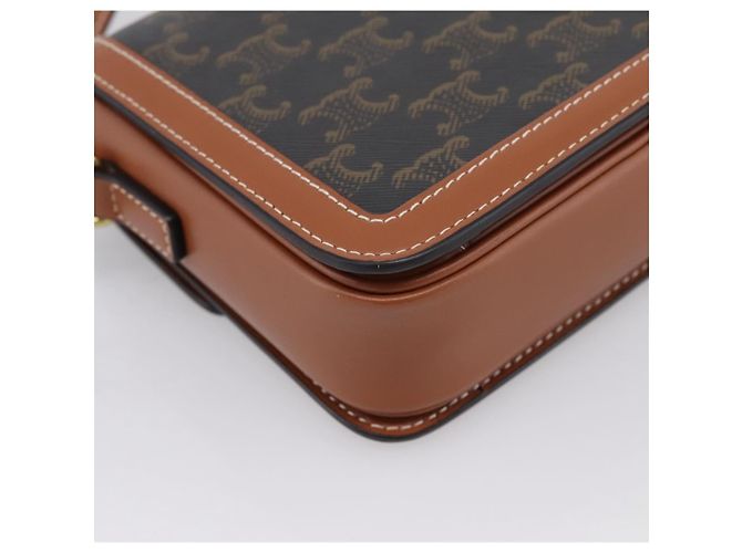 Céline Borsa a spalla CELINE Triomphe PVC Pelle Marrone Tono Oro Auth 199806SM - vista 16