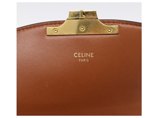 Céline Borsa a spalla CELINE Triomphe PVC Pelle Marrone Tono Oro Auth 199806SM - vista 17