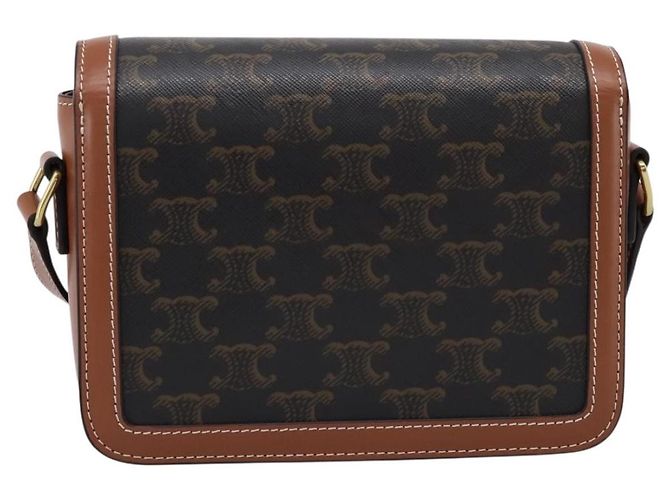 Céline Borsa a spalla CELINE Triomphe PVC Pelle Marrone Tono Oro Auth 199806SM - vista 2
