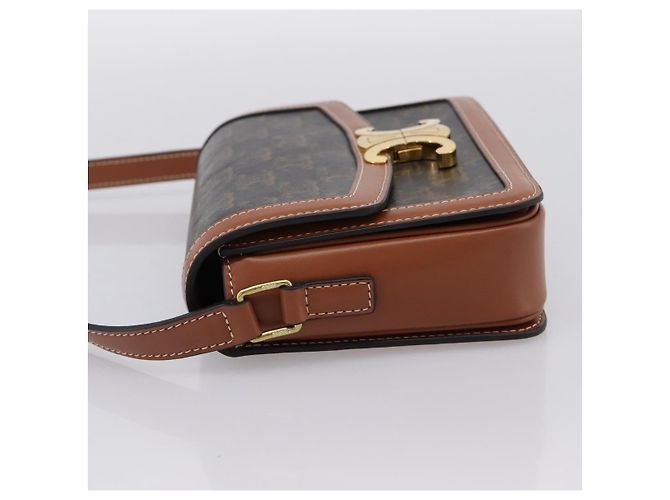 Céline Borsa a spalla CELINE Triomphe PVC Pelle Marrone Tono Oro Auth 199806SM - vista 3