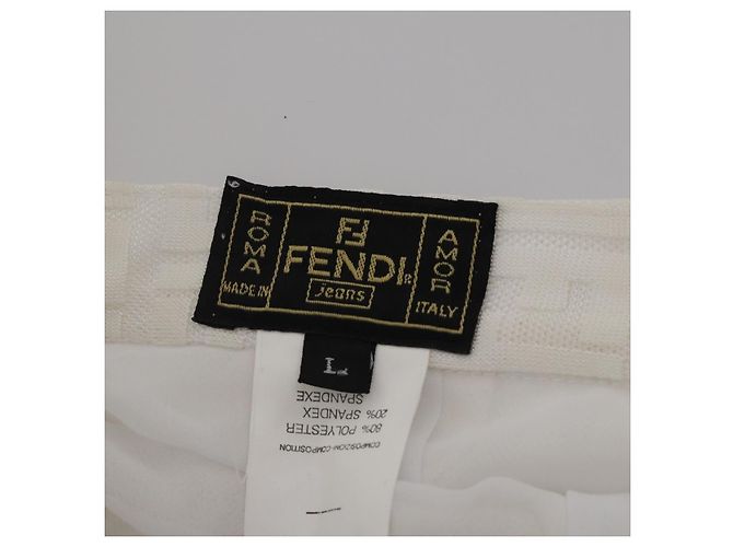 Falda FENDI Zucca Polyester White Auth am12358 Blanco - vista 5
