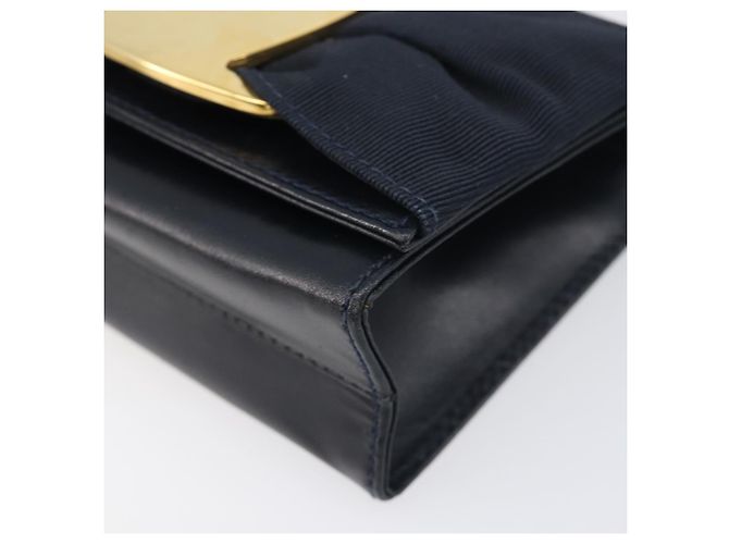 Borsa a tracolla Salvatore Ferragamo Vala Canvas Navy Gold Auth 195283 D'oro Blu navy - vista 15