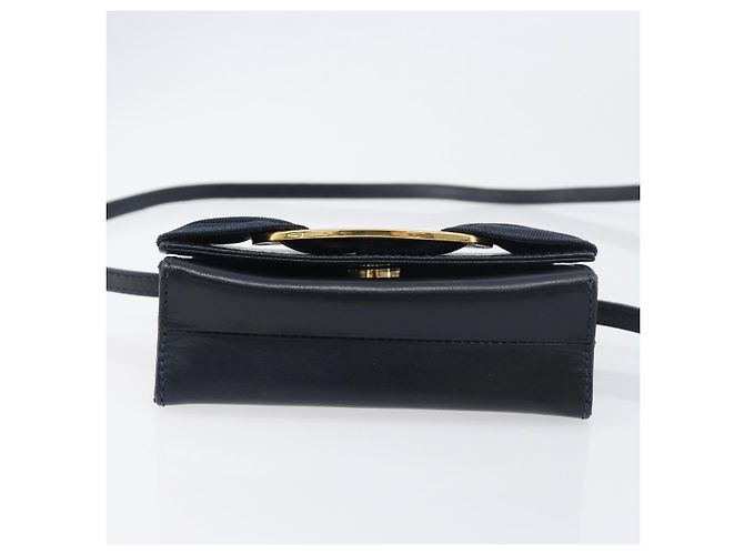 Borsa a tracolla Salvatore Ferragamo Vala Canvas Navy Gold Auth 195283 D'oro Blu navy - vista 5