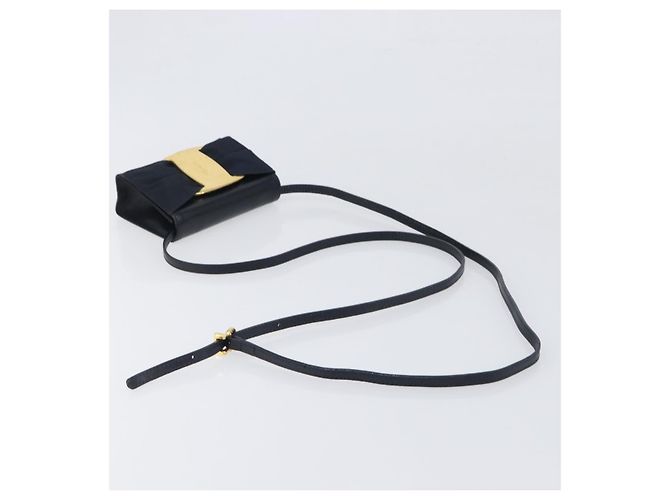 Borsa a tracolla Salvatore Ferragamo Vala Canvas Navy Gold Auth 195283 D'oro Blu navy - vista 7
