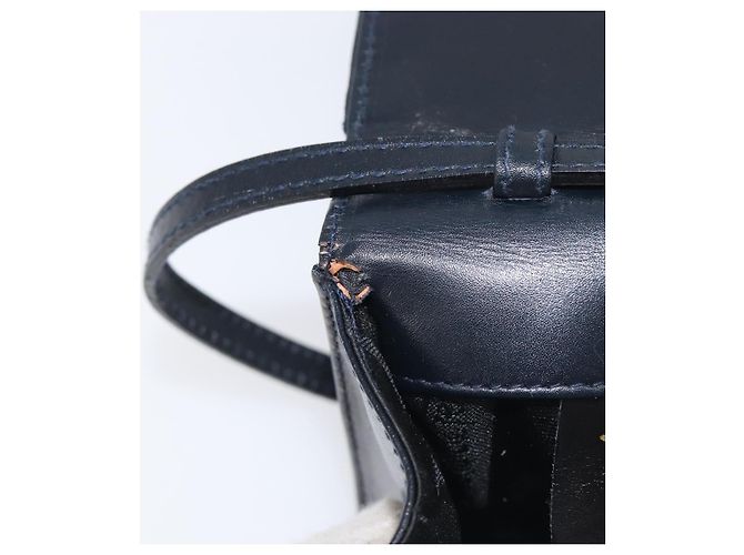 Borsa a tracolla Salvatore Ferragamo Vala Canvas Navy Gold Auth 195283 D'oro Blu navy - vista 9