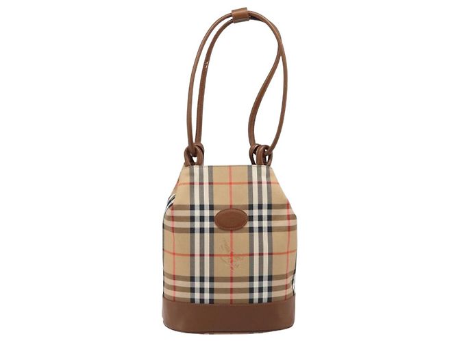 Borsa a tracolla Burberrys Nova Check Canvas Beige Gold Auth 199830A D'oro - vista 13