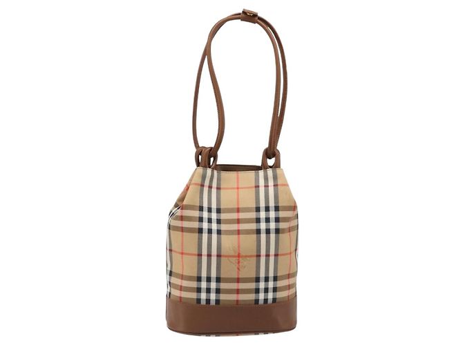 Borsa a tracolla Burberrys Nova Check Canvas Beige Gold Auth 199830A D'oro - vista 2