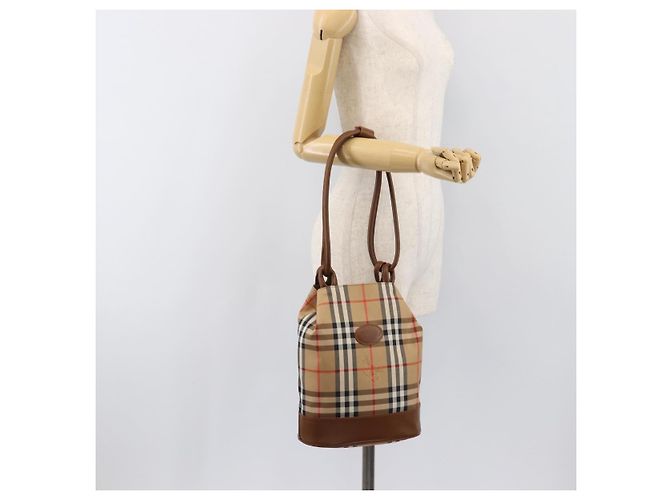 Borsa a tracolla Burberrys Nova Check Canvas Beige Gold Auth 199830A D'oro - vista 23