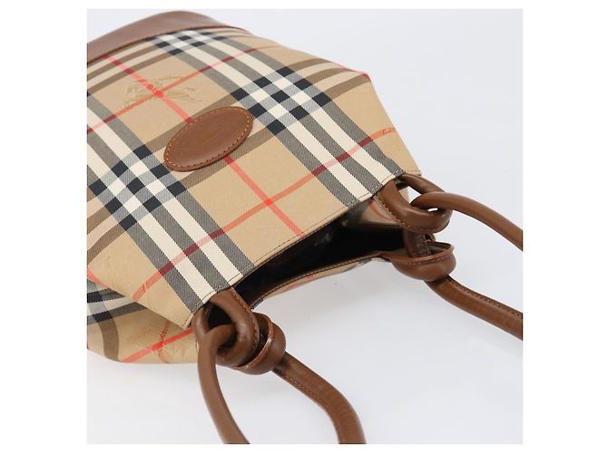 Borsa a tracolla Burberrys Nova Check Canvas Beige Gold Auth 199830A D'oro - vista 6