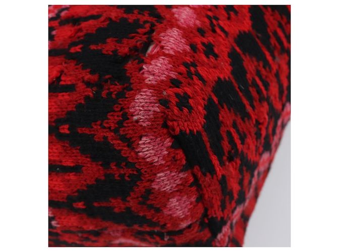 FENDI Tote Bag Wolle Rot Silber Auth 199467A - Ansicht 15
