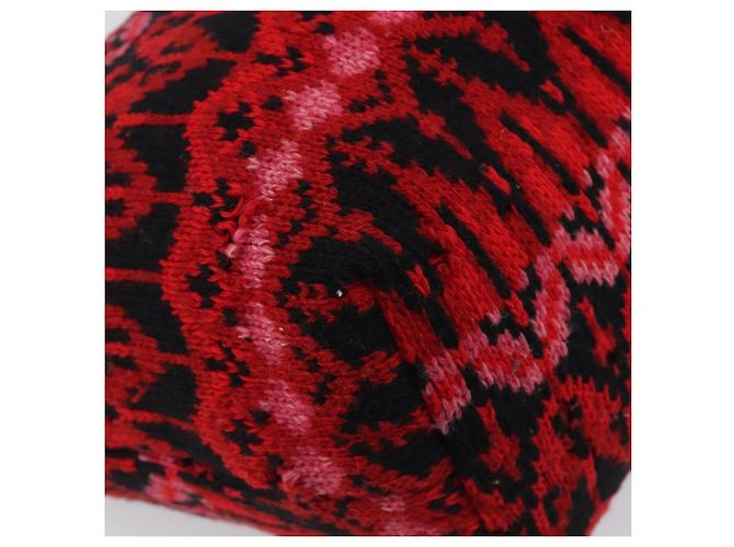 FENDI Tote Bag Wolle Rot Silber Auth 199467A - Ansicht 17