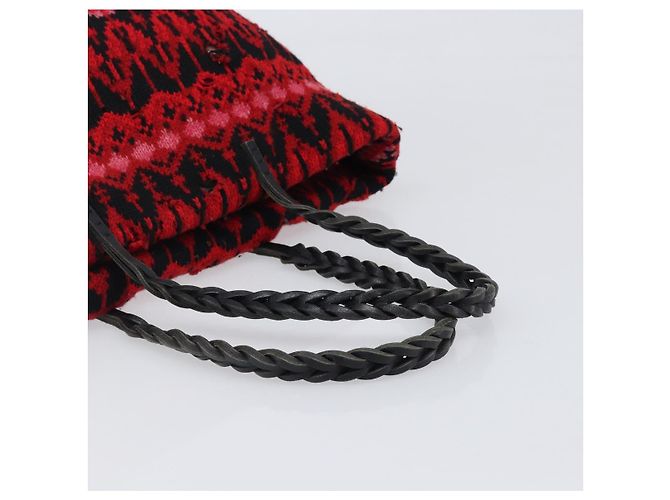 FENDI Tote Bag Wolle Rot Silber Auth 199467A - Ansicht 7