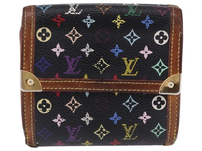 LOUIS VUITTON Multicolor Porte Monnaie Billets Cartes Credit M92984 Auth 200093 Nero - vista 13
