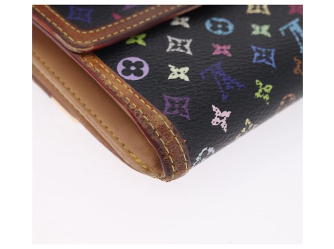 LOUIS VUITTON Multicolor Porte Monnaie Billets Cartes Credit M92984 Auth 200093 Nero - vista 15
