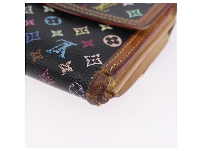LOUIS VUITTON Multicolor Porte Monnaie Billets Cartes Credit M92984 Auth 200093 Nero - vista 16