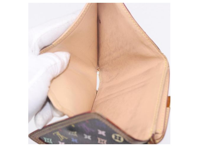 LOUIS VUITTON Multicolor Porte Monnaie Billets Cartes Credit M92984 Auth 200093 Nero - vista 18