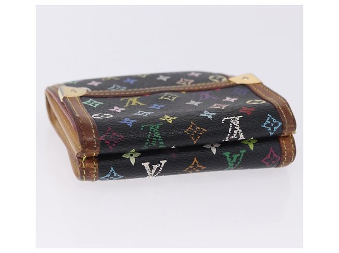 LOUIS VUITTON Multicolor Porte Monnaie Billets Cartes Credit M92984 Auth 200093 Nero - vista 5