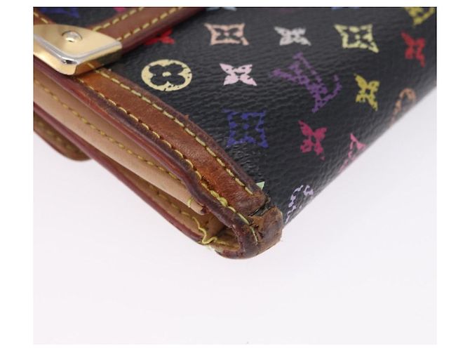 LOUIS VUITTON Multicolor Porte Monnaie Billets Cartes Credit M92984 Auth 200093 Nero - vista 7