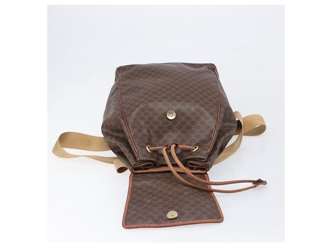 Edge Céline Zaino CELINE Macadam Canvas PVC Leather Brown Gold Auth 197605 Marrone D'oro - vista 10