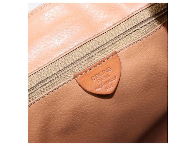 Edge Céline Zaino CELINE Macadam Canvas PVC Leather Brown Gold Auth 197605 Marrone D'oro - vista 12